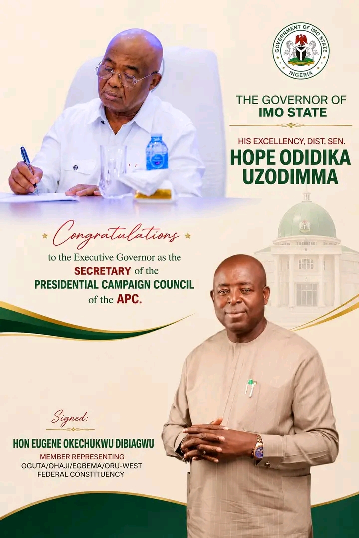 2027 Presidential Election: Hon. Dibiagwu Congratulates Governor Uzodimma On APC’s Campaign Council Appointment